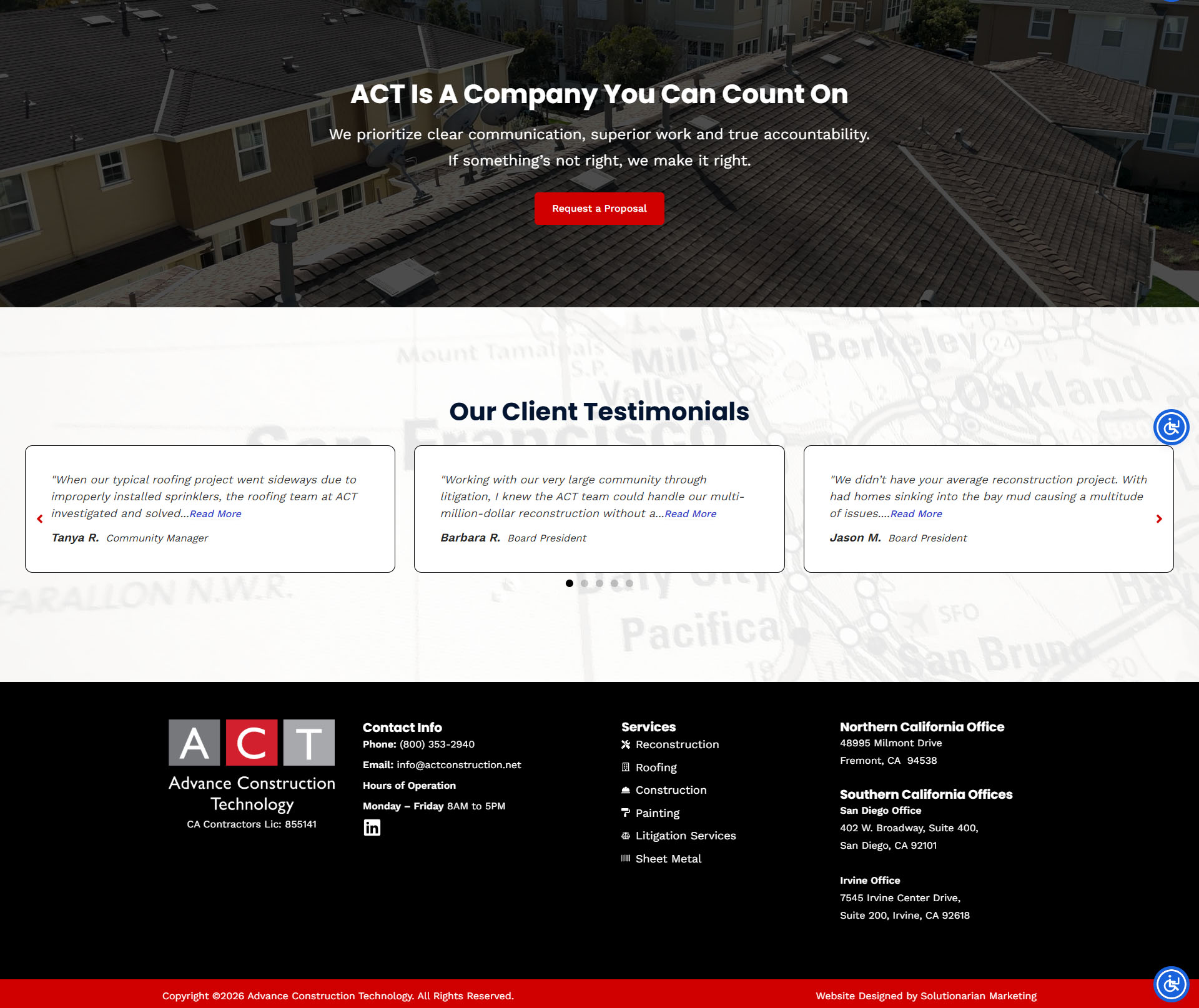 ACT Construction, Fremont-CA, Website Redesign