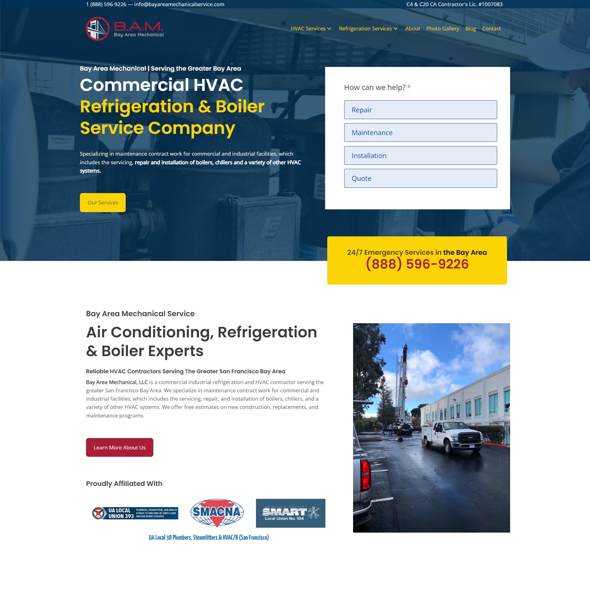 Bay Area Mechanical Service, Santa Clara CA Website Design, SEO, PPC